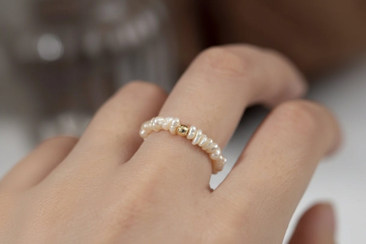 Elegant Pearl Beaded Ring for Women Jewelry