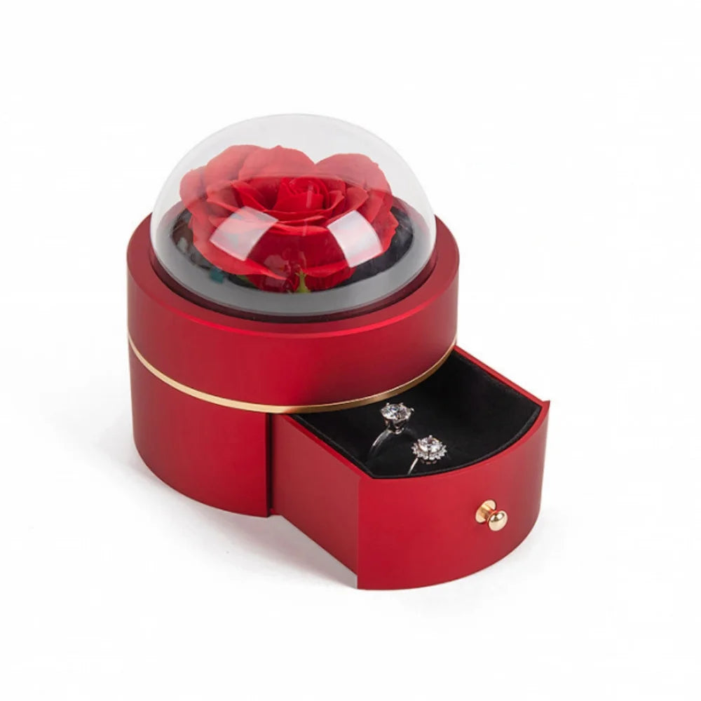 Red Magnet Apple-Shaped Jewelry Ring Box for Romantic Engagement