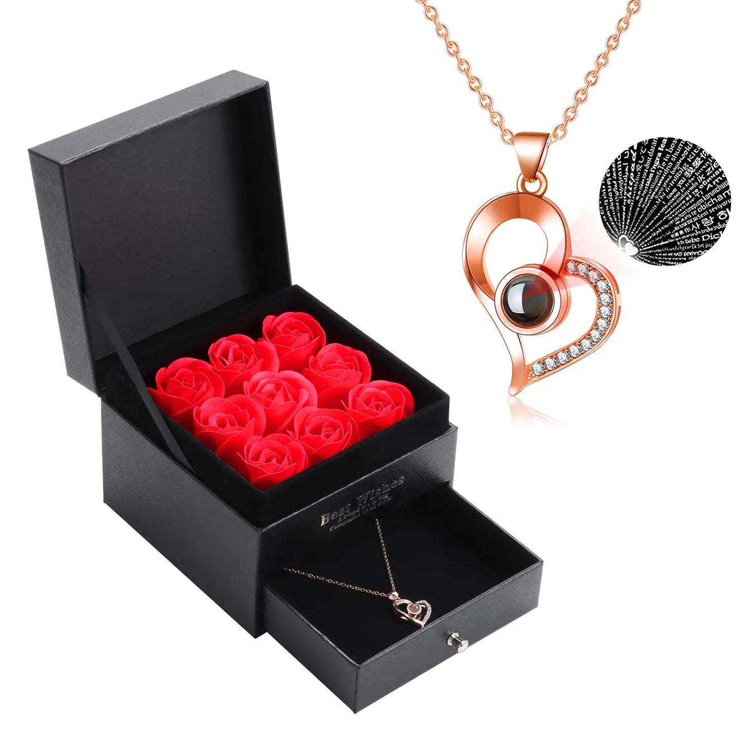 Luxury Romantic Gift Set Rose Box with Projector Pendant for Valentine's Day