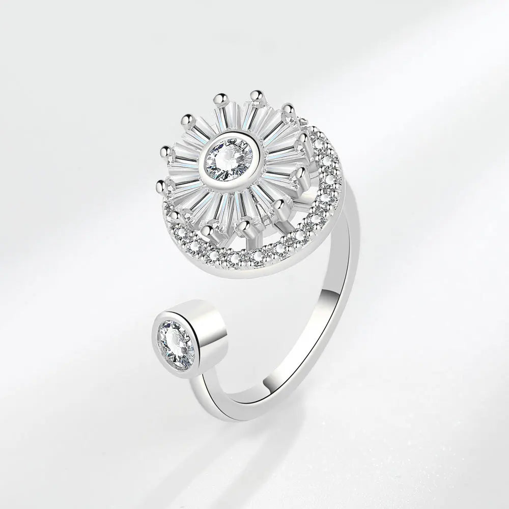925 Sterling Silver Flower Adjustable Ring Inspired Gift for Her