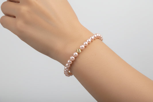 Pearl Bracelet for Women, Vintage 6mm Natural Shell Beads, S925 Sterling Silver Dainty Beaded Bracelet, Elegant Jewelry Gift