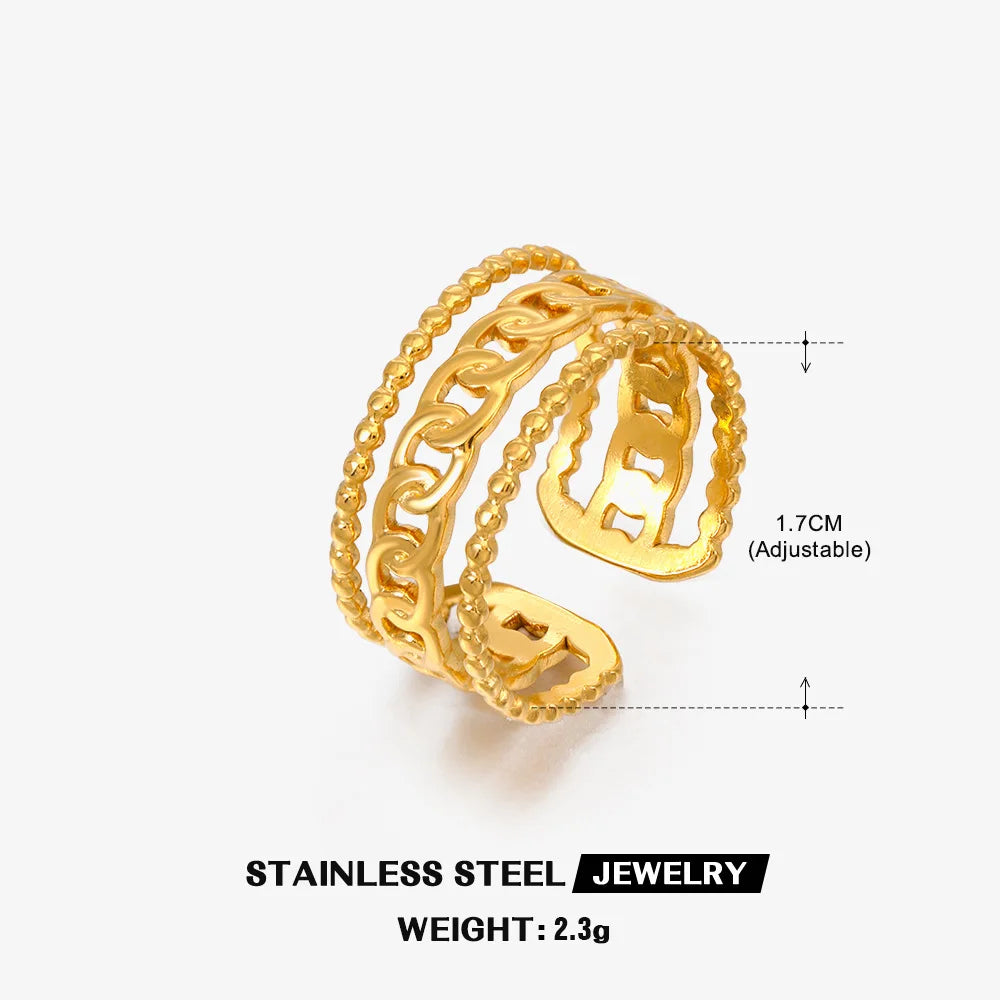 Minimal Three-Layer Gold Plated Ring