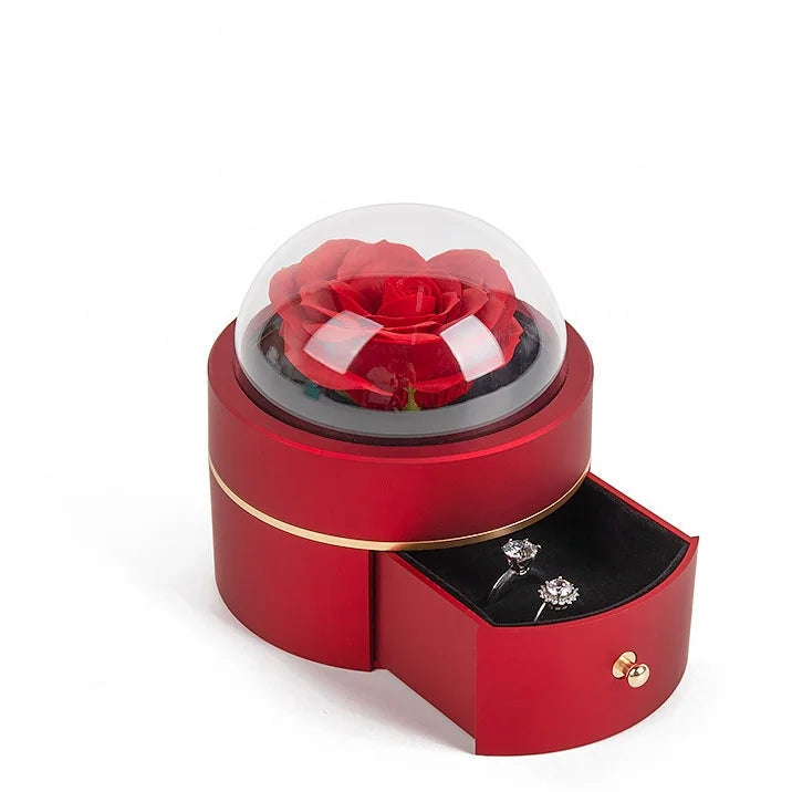 Luxury Rose Flower Ring Box Gift for Valentines and Proposal Anniversary