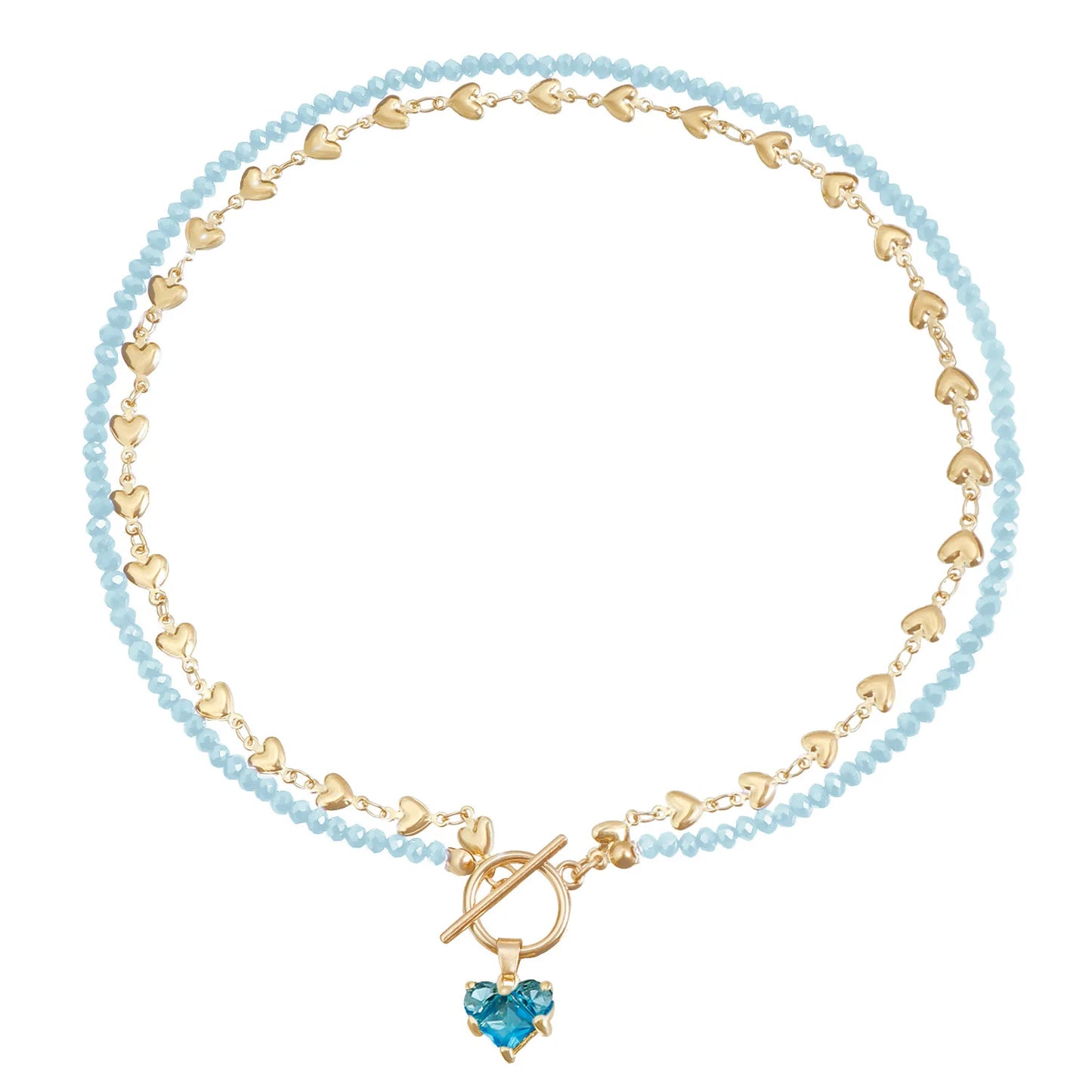 Black Beaded Choker Necklace Gold Heart Clasp Fashion Jewelry for Women