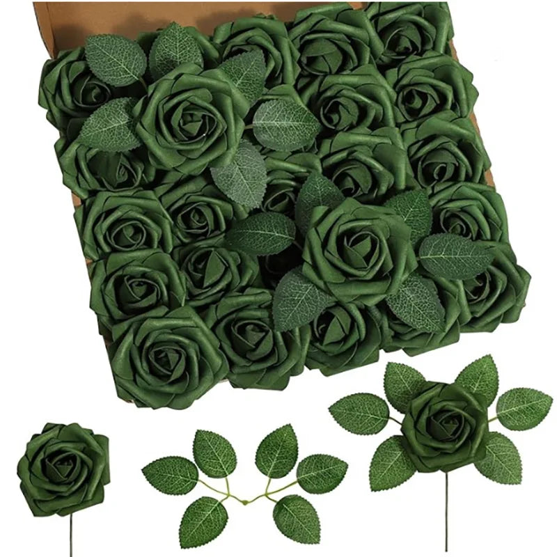 10~100pcs Rose Artificial Flowers Foam Fake Roses Wedding Bouquets Centerpieces Mothers Day Valentines Gifts Party Decoration