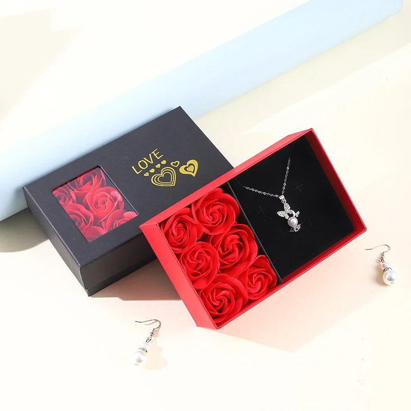 Rose Jewelry Box Romantic Gift Storage Case