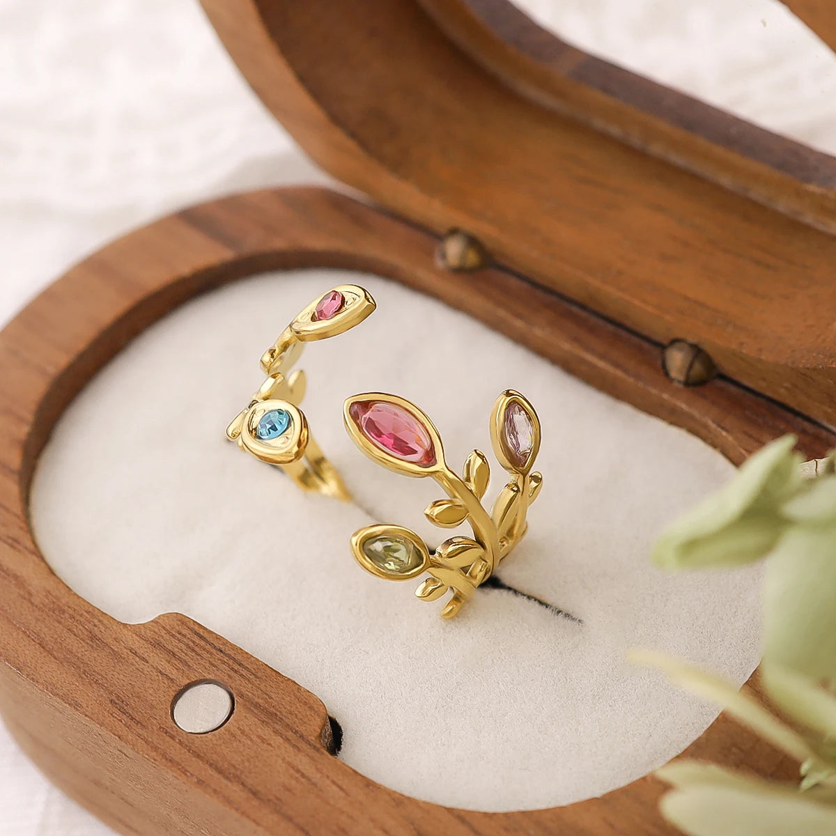 Aurora Vine Ring Set for Women 18K Gold Plated