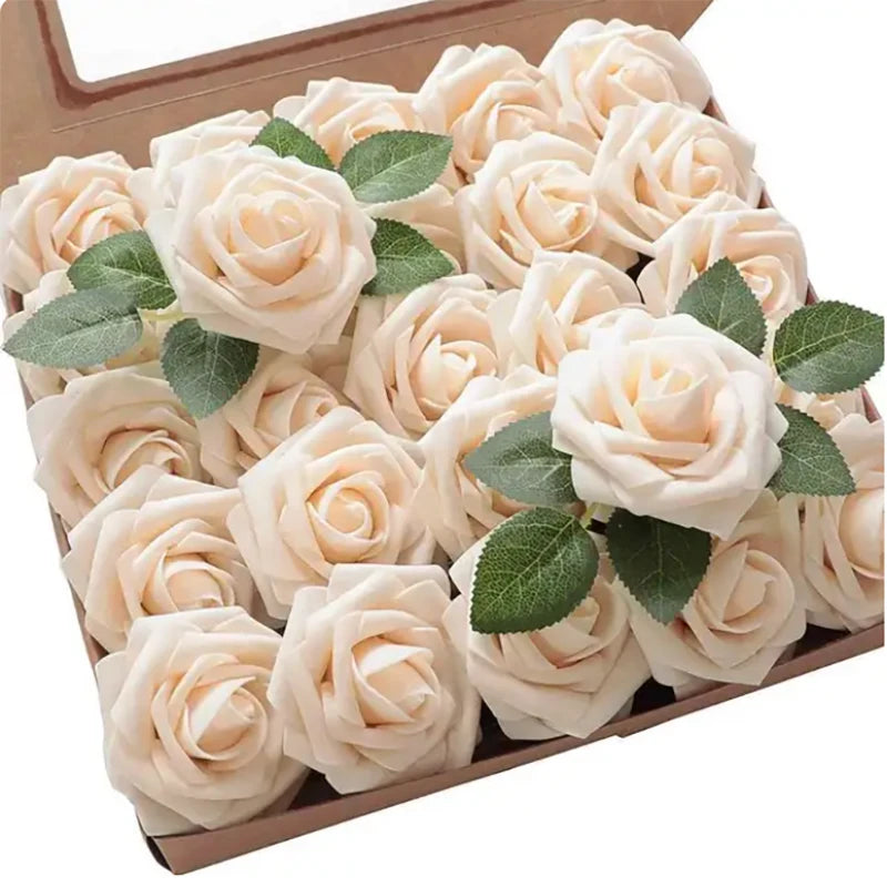 10~100pcs Rose Artificial Flowers Foam Fake Roses Wedding Bouquets Centerpieces Mothers Day Valentines Gifts Party Decoration