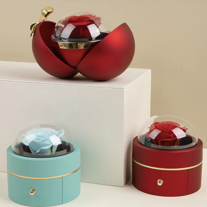 Luxury Rose Flower Ring Box Gift for Valentines and Proposal Anniversary