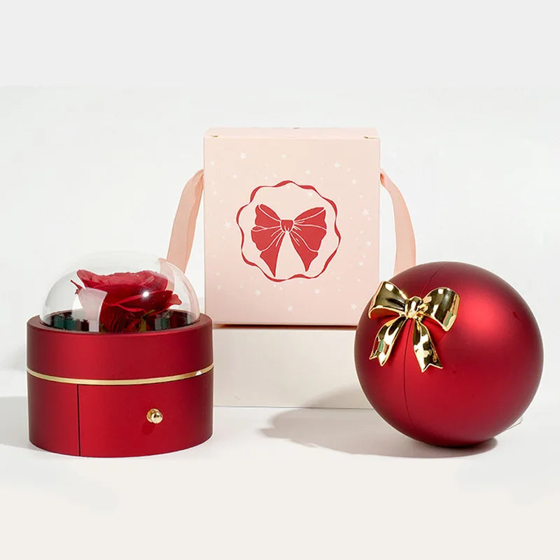 Red Magnet Apple-Shaped Jewelry Ring Box for Romantic Engagement