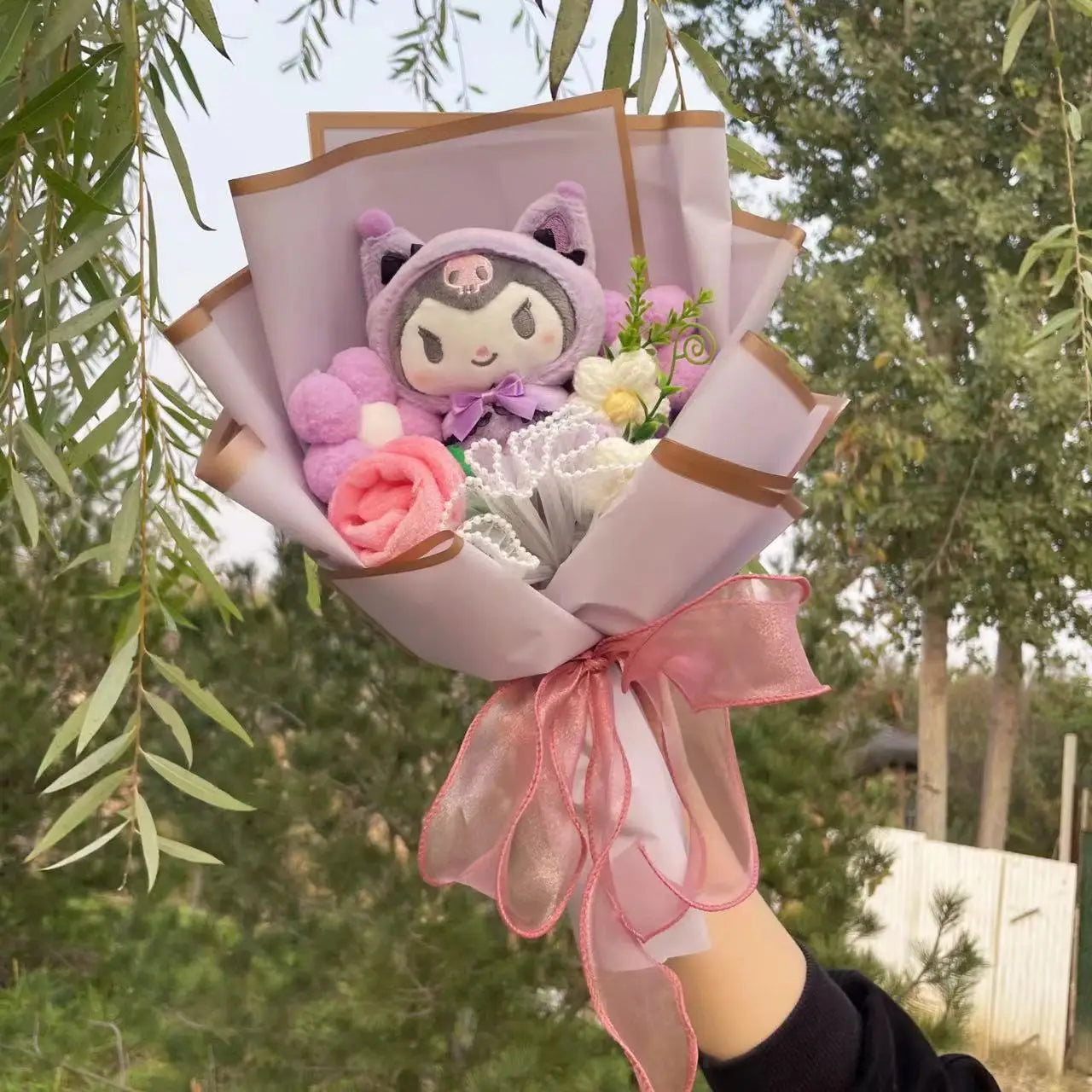 Hello Kitty Faux Rose Flower Bouquet Handmade Floral Gift