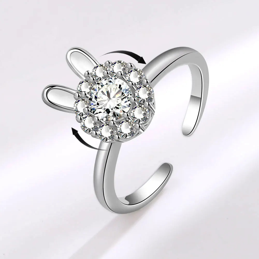925 Sterling Silver Flower Adjustable Ring Inspired Gift for Her