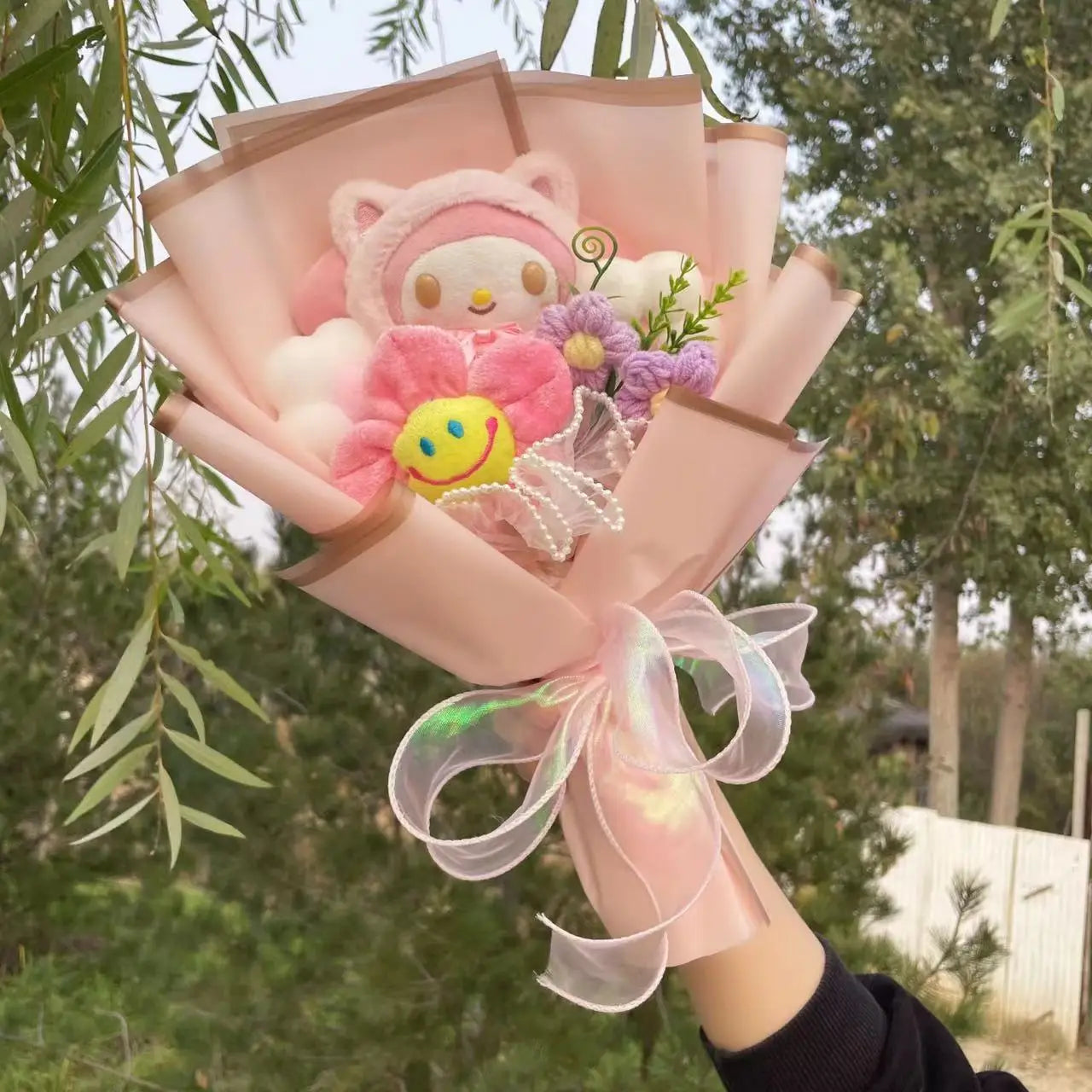 Hello Kitty Faux Rose Flower Bouquet Handmade Floral Gift