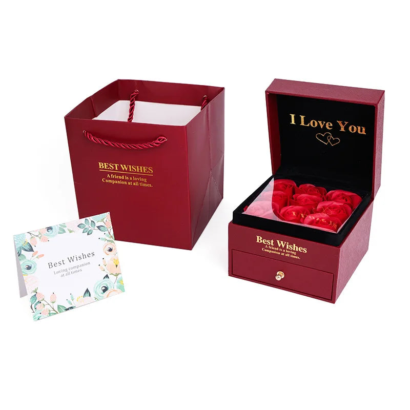 Rose Jewelry Box Romantic Gift Storage Case