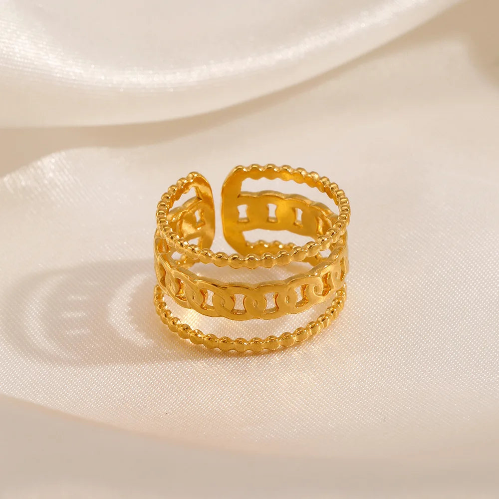 Minimal Three-Layer Gold Plated Ring