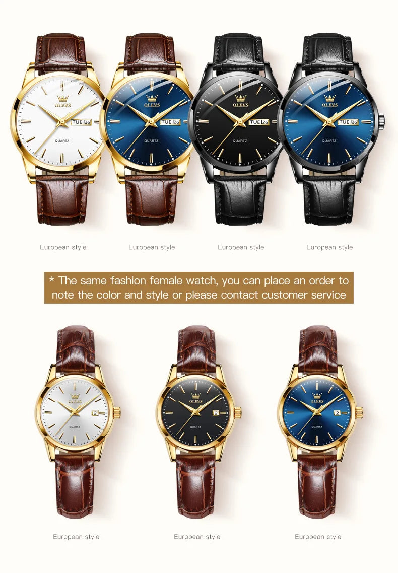 Classic Quartz Watch for Men Waterproof Leather Strap