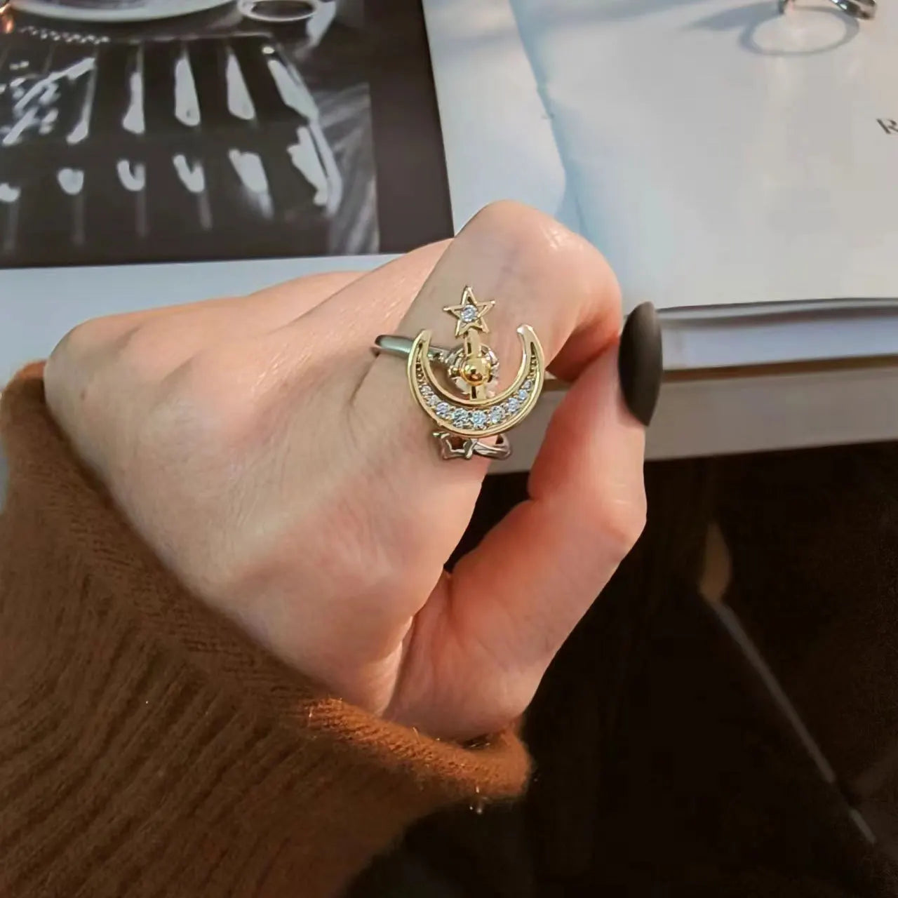 925 Sterling Silver Flower Adjustable Ring Inspired Gift for Her