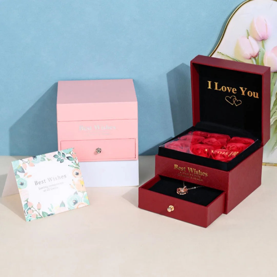 Rose Jewelry Box Romantic Gift Storage Case