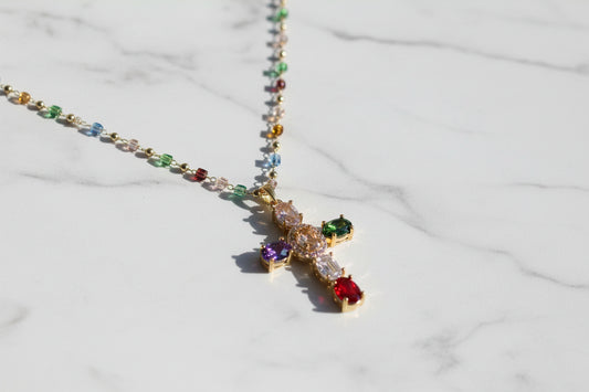 Celestial Jewel Cross Pendant Necklace