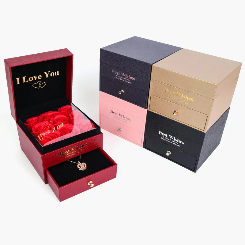 Rose Jewelry Box Romantic Gift Storage Case