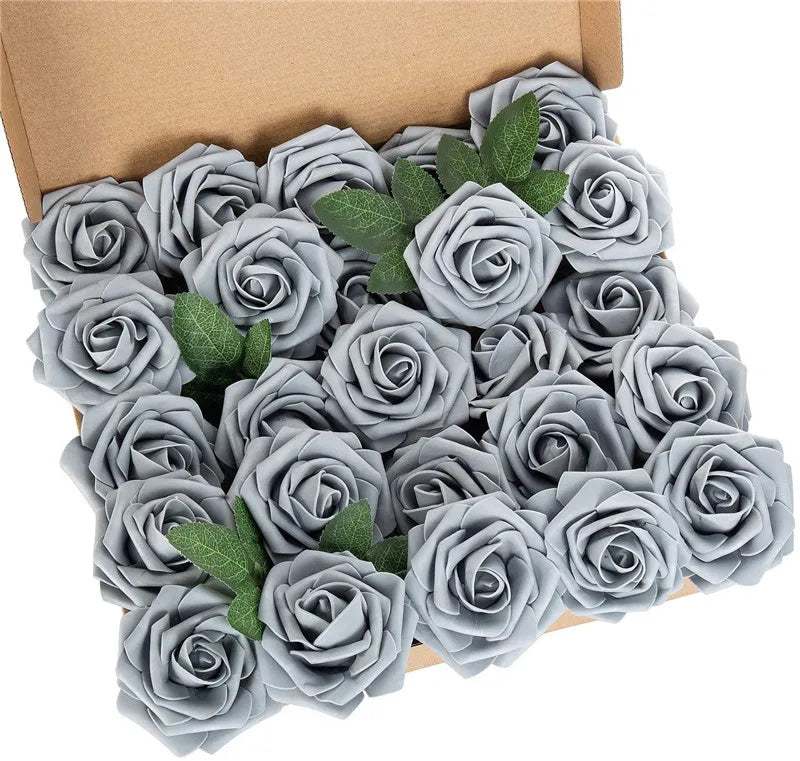 10~100pcs Rose Artificial Flowers Foam Fake Roses Wedding Bouquets Centerpieces Mothers Day Valentines Gifts Party Decoration
