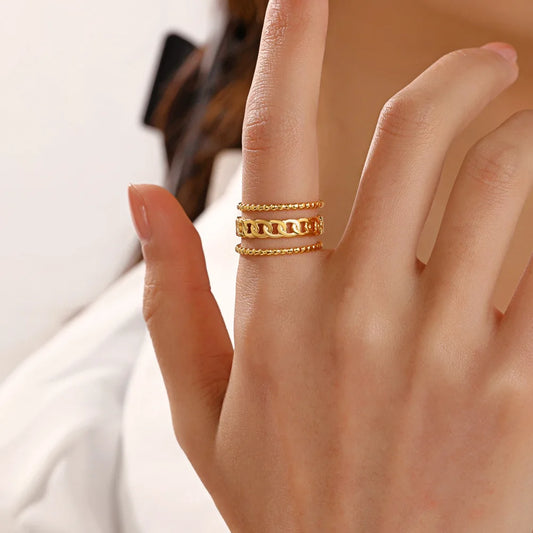 Minimal Three-Layer Gold Plated Ring
