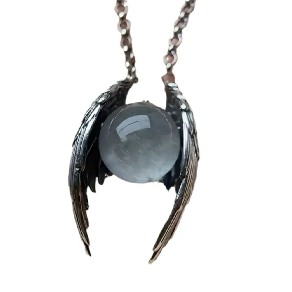 Ghost Wing Crystal Pendant Necklace – Retro Silver-Tone Punk Jewelry