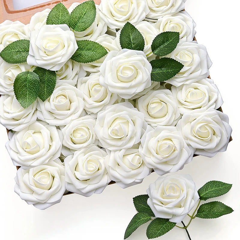 10~100pcs Rose Artificial Flowers Foam Fake Roses Wedding Bouquets Centerpieces Mothers Day Valentines Gifts Party Decoration